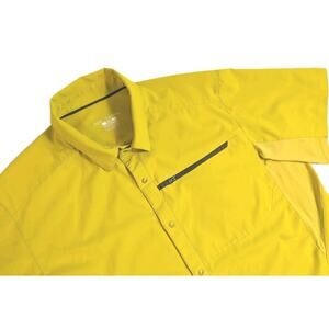 ARCTERYX Skyline Shirt Mens Medium Yellow Snap Front Stretch Hiking Short Sleeve